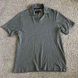 Rag & Bone Linen Johnny Collar V Neck Polo